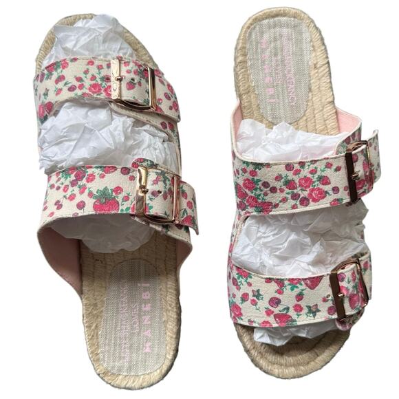 LoveShackFancy x Manebi Nordic Espadrille Slide Sandal Strawberry Print Size 9.5 - Picture 4 of 10